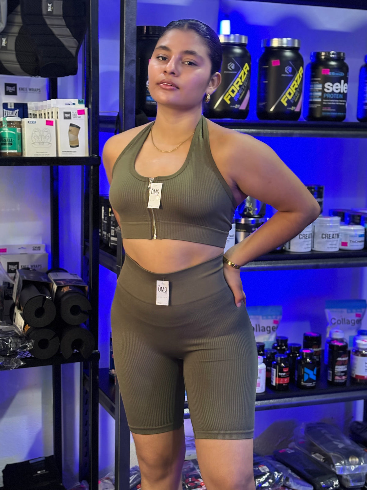 (Compras grandes) CONJUNTO CORTO TOP ZIPPER SEAMLESS