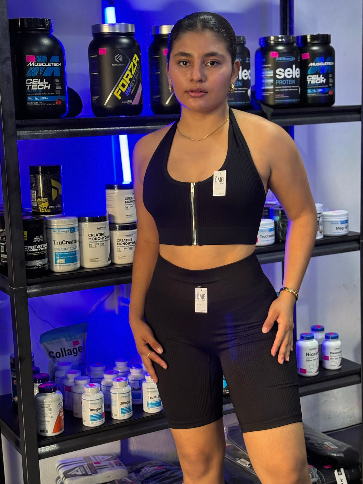 (Compras grandes) CONJUNTO CORTO TOP ZIPPER SEAMLESS