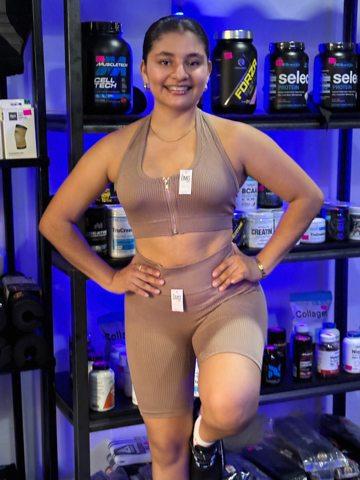 (Compras grandes) CONJUNTO CORTO TOP ZIPPER SEAMLESS