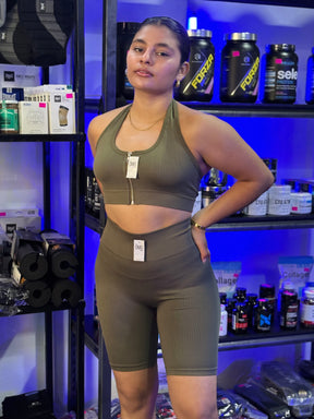 CONJUNTO CORTO TOP ZIPPER SEAMLESS